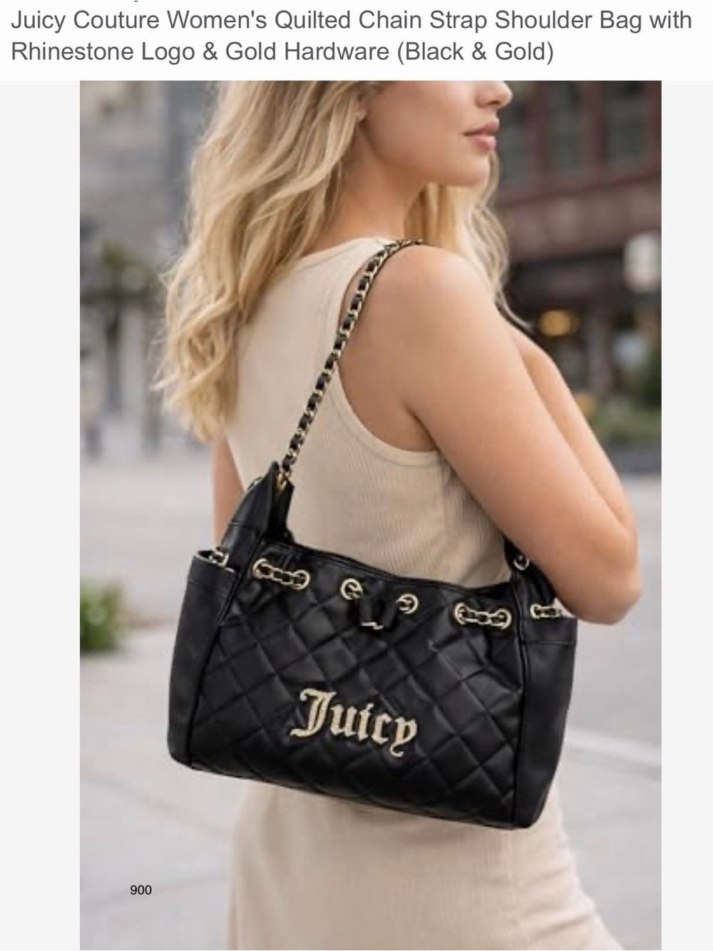 *new* Juicy Couture Black Quilted Shoulder Bag with Chain Strap
